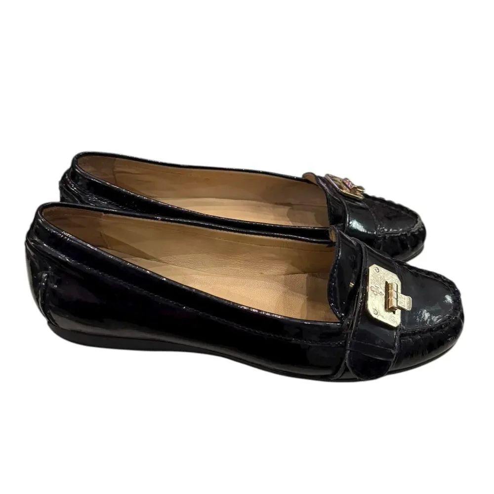 Cole Haan Tali Loc Air Black Patent Leather Moccasin Loafers Flats Dress 6.5
